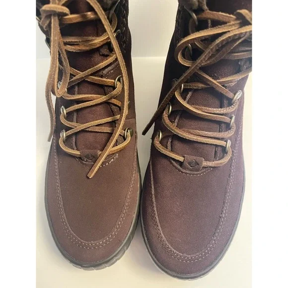 Sperry Women's Boots Torrent Lace Up Brown Leather Faux Fur Trim Winter Size 9.5 - Picture 10 of 16